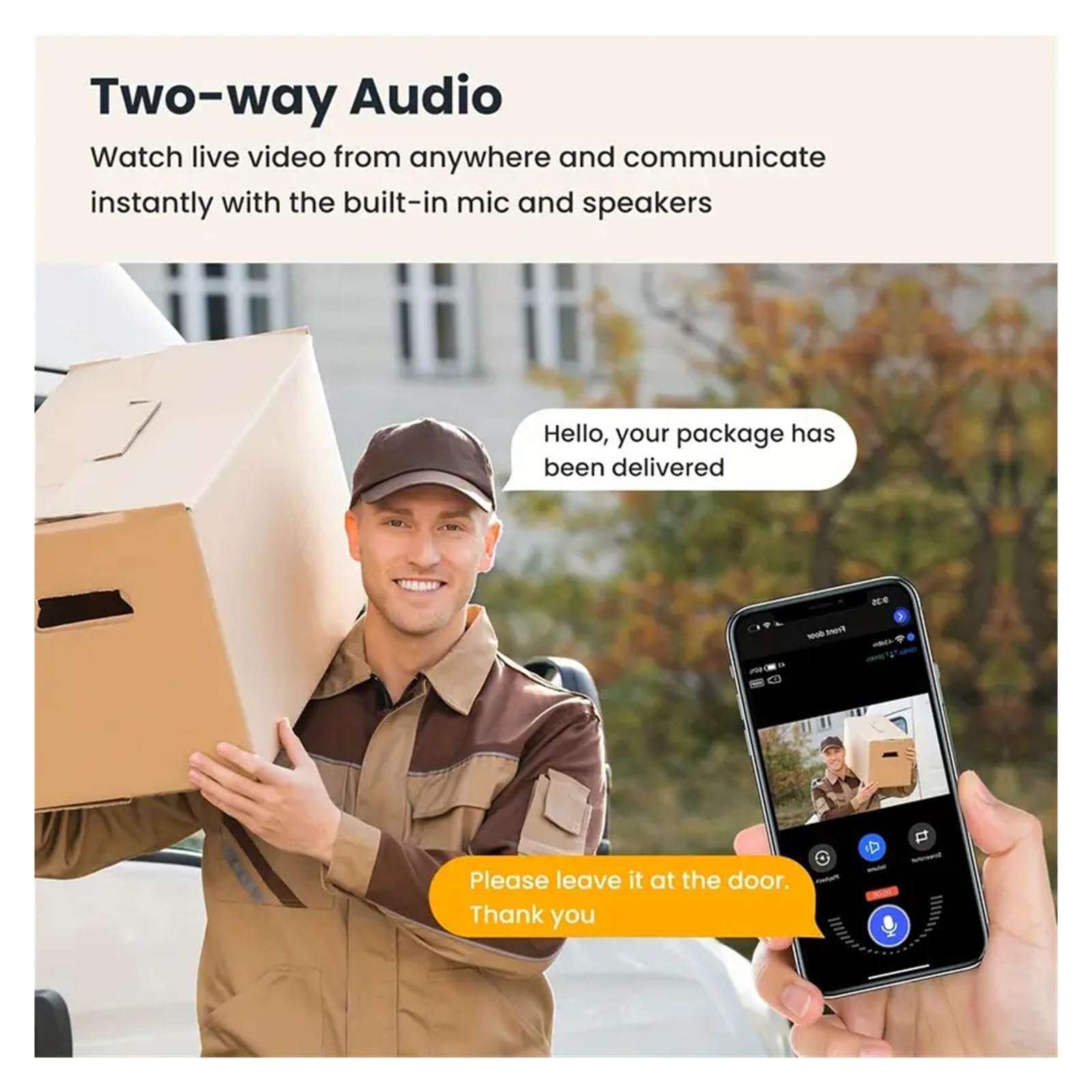 Sonnette vidéo Intelligente Wi-FI avec Carillon, interphone Audio bidirectionnel, Vision Nocturne, détection Humaine Intelligente par IA