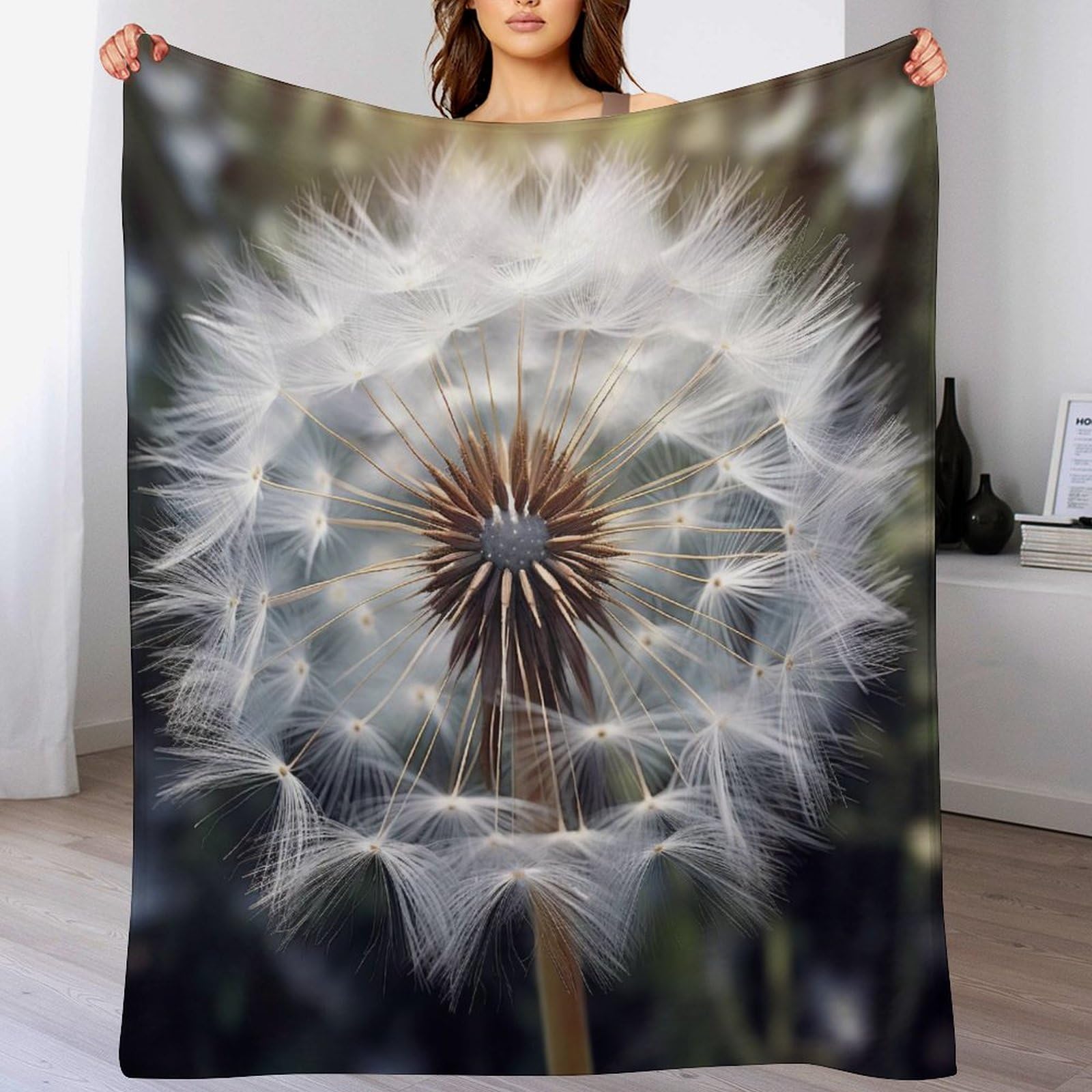 Couverture pour canapé ou lit motif dandelion plaid de mi-saison pour vos soirées