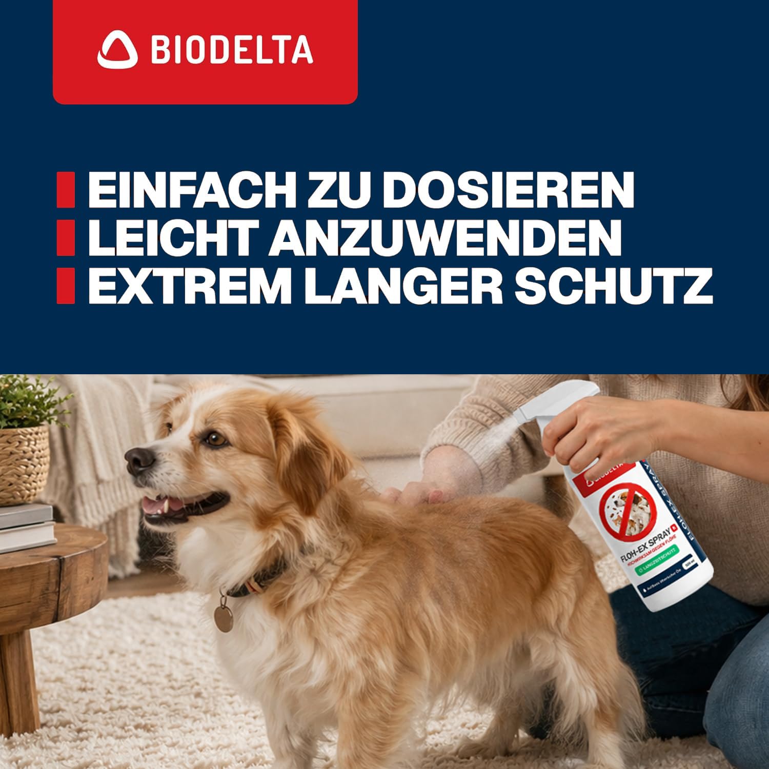 Biodelta Anti Flohspray 5L für Hund Katze - Floh-Ex Umgebungsspray Haustier Hundeflöhe Katzenflöhe bekämpfen bei akutem Befall & präventiv - Flöhe Spray Wohnung Möbel Bett - hochwirksam