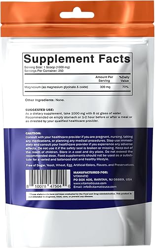 Miniatura 9 de Vitamatic Magnesio (de glicinato y óxido) - Apoya la salud muscular, articular y cardíaca, 8.82 oz