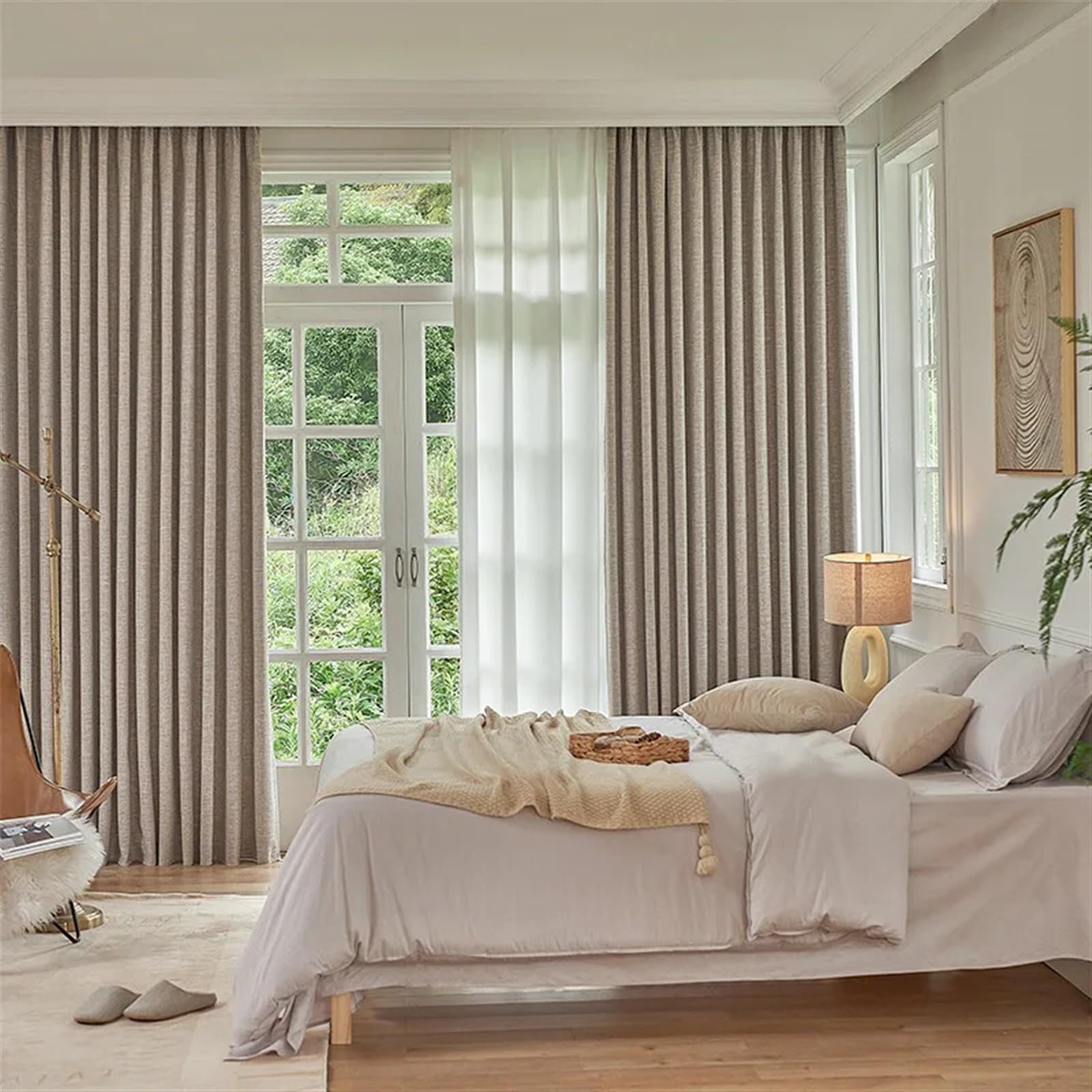 Gordijn Verduisteringsgordijnen 230 x 250 cm Gordijnen Kant en Klaar Effen Ondoorzichtig Geluiddempend Temperatuurregeling Eyelet Gordijnen Voor Badkamer Slaapkamer, Zwart