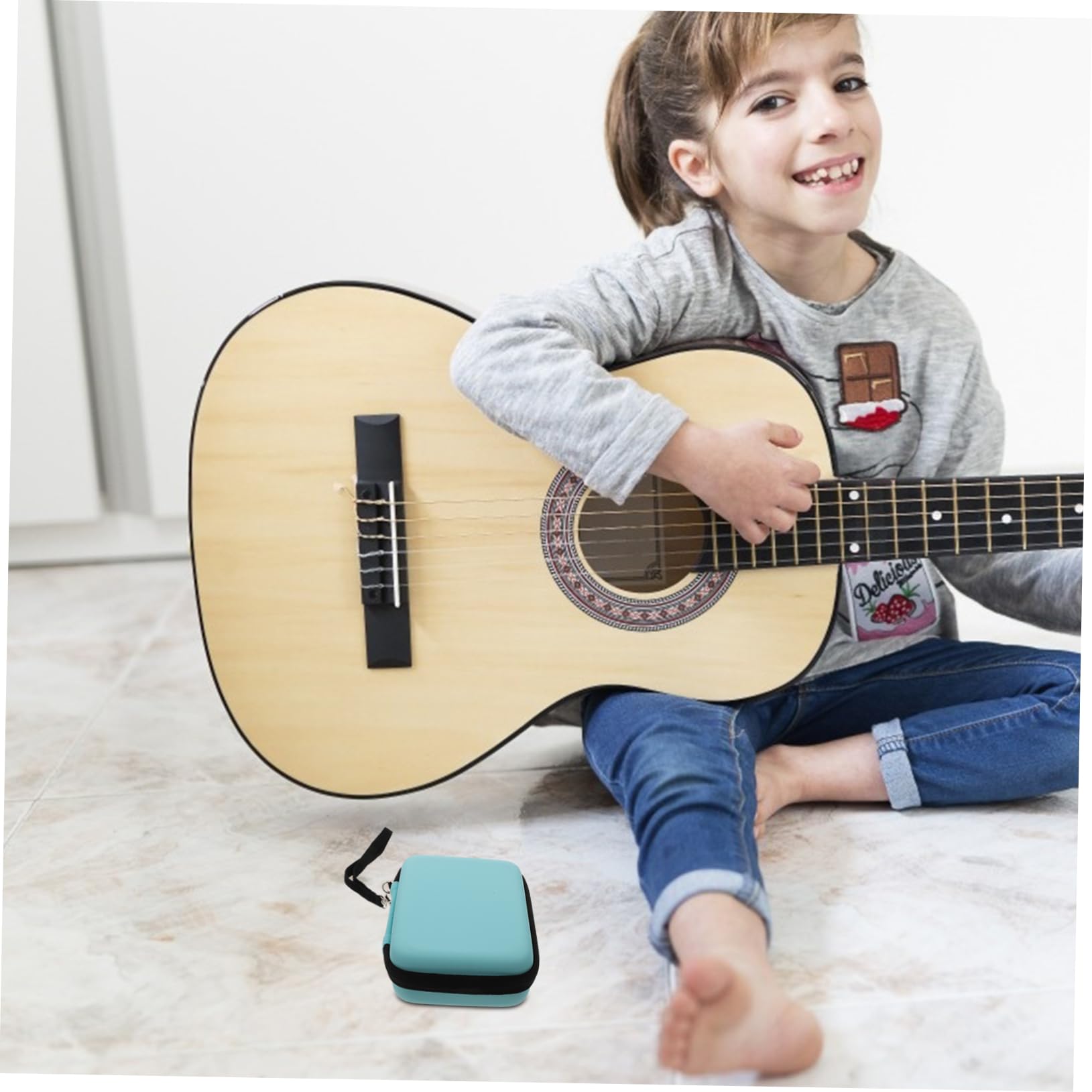 BESPORTBLE 1 PC Sky Blue Plectrum Bag Durable Travel Organizer Case for Guitar Picks with Zipper Convenient Storage for Musicians Portable Design with Lanyard for Easy Carrying