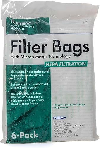 Kirby MicroAllergen Plus - Bolsas de filtro HEPA (6 unidades) | Parte #204814 | Compatible con aspiradoras F-Style y Twist-Style