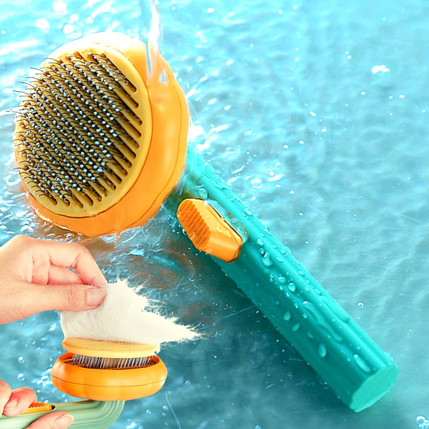 jecob Self Cleaning Dog Comb & Cat Comb - Pet Hair Remover Grooming Comb with Switch & PAIN - FREE Slickers | Deshedding Dog Brush & Cat Brush To Gently Massage The Pets with FREE Bath Brush (B0CRVK42CJ) Amazon Price History, Amazon Price Tracker