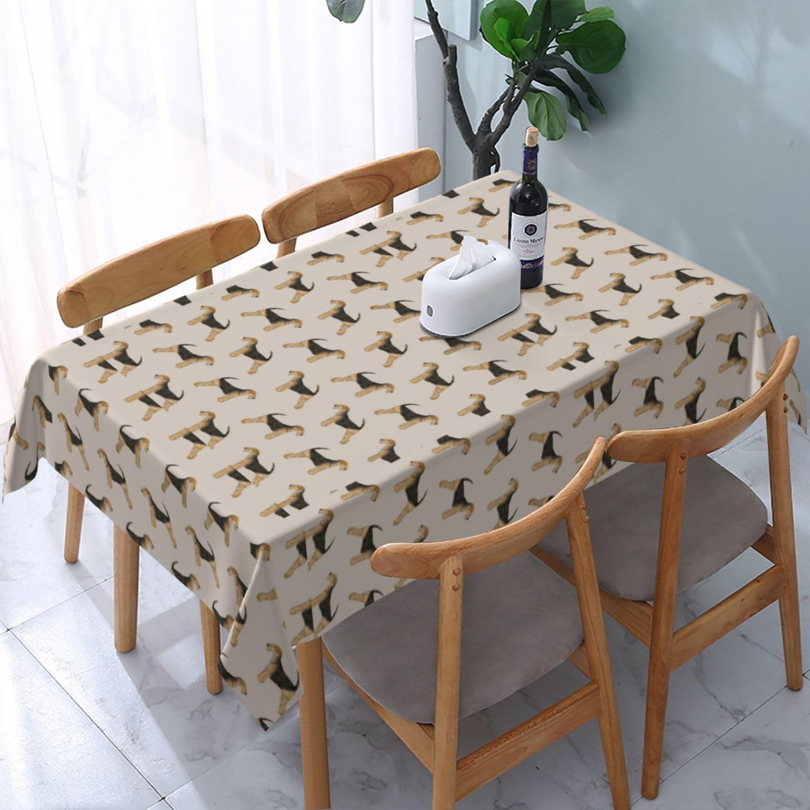 HDTVTV Airedale Terrier Dog, Tablecloth, Waterproof Dust-Proof Tabletop Wrinkle Resistant Table Cover - 137 X 183 cm
