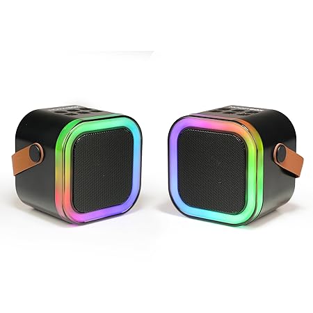 NB NOIZZYBOX Starlight+ Bluetooth Speaker 5.3 EDR with Mirror Sync Technology TWS+, Liquid Flow RGB Lights, High-Fidelity Sound, 10+ Hours Playtime, USB and TF Card Support and Headphone Jack (Pair)