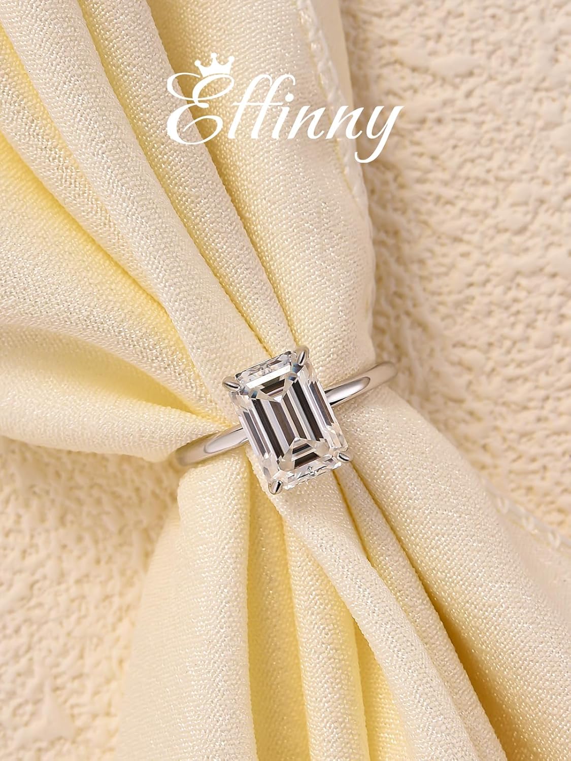 3.5ct Elongated Emerald Cut Moissanite Engagement Ring for Women,Genuine D Color VVS1 Clarity,925 Sterling Silver Solitaire Promise Ring for Wedding,Daily,Travel,Party