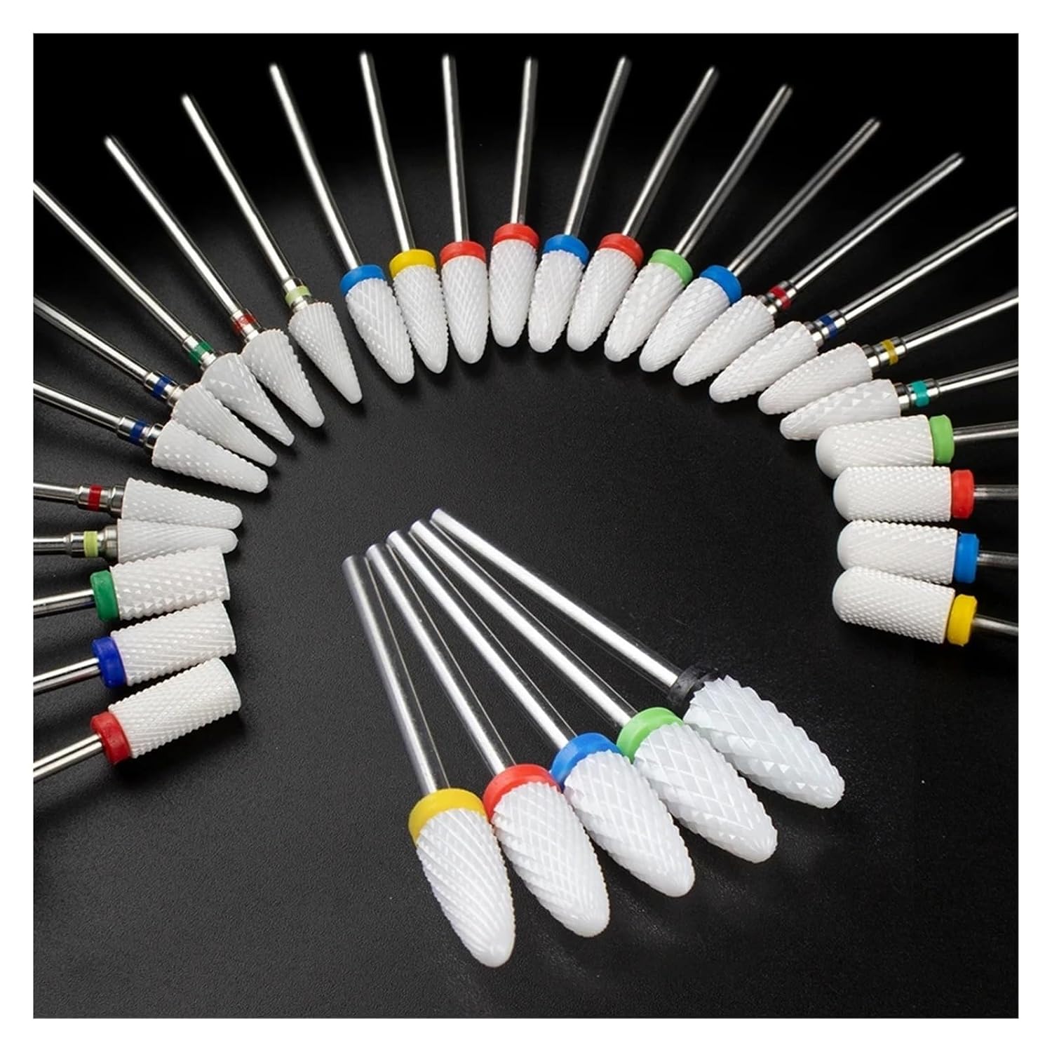 5pcs Ceramic Milling Cutter Manicure Set Nail Drill Bit for Removing Gel File 3/32 Inch Shank(3T-Red-5pcs)
