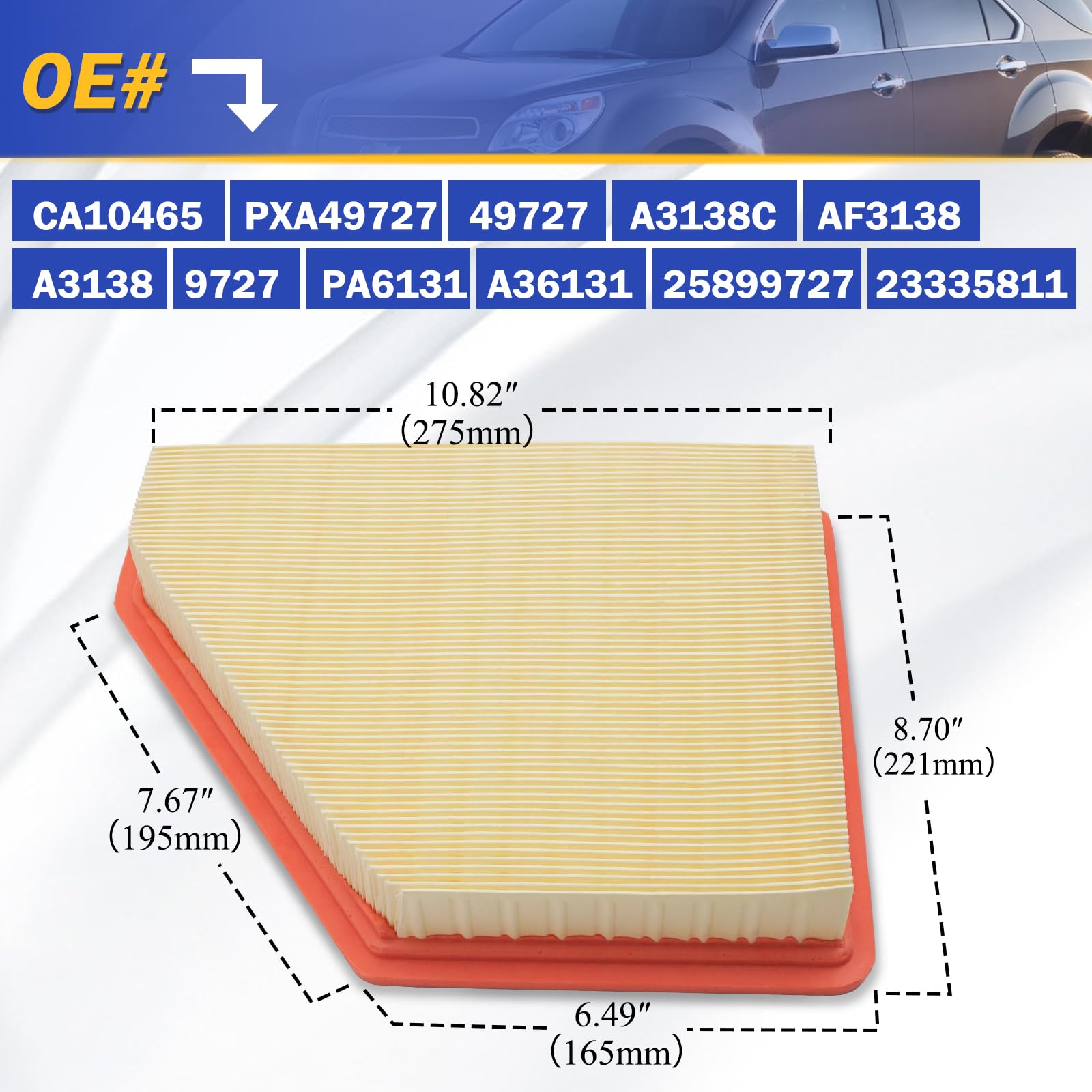 GP+ Engine Air Filter For Chevy Equinox & GMC Terrain – Replaces 23335811, 49727, A36131