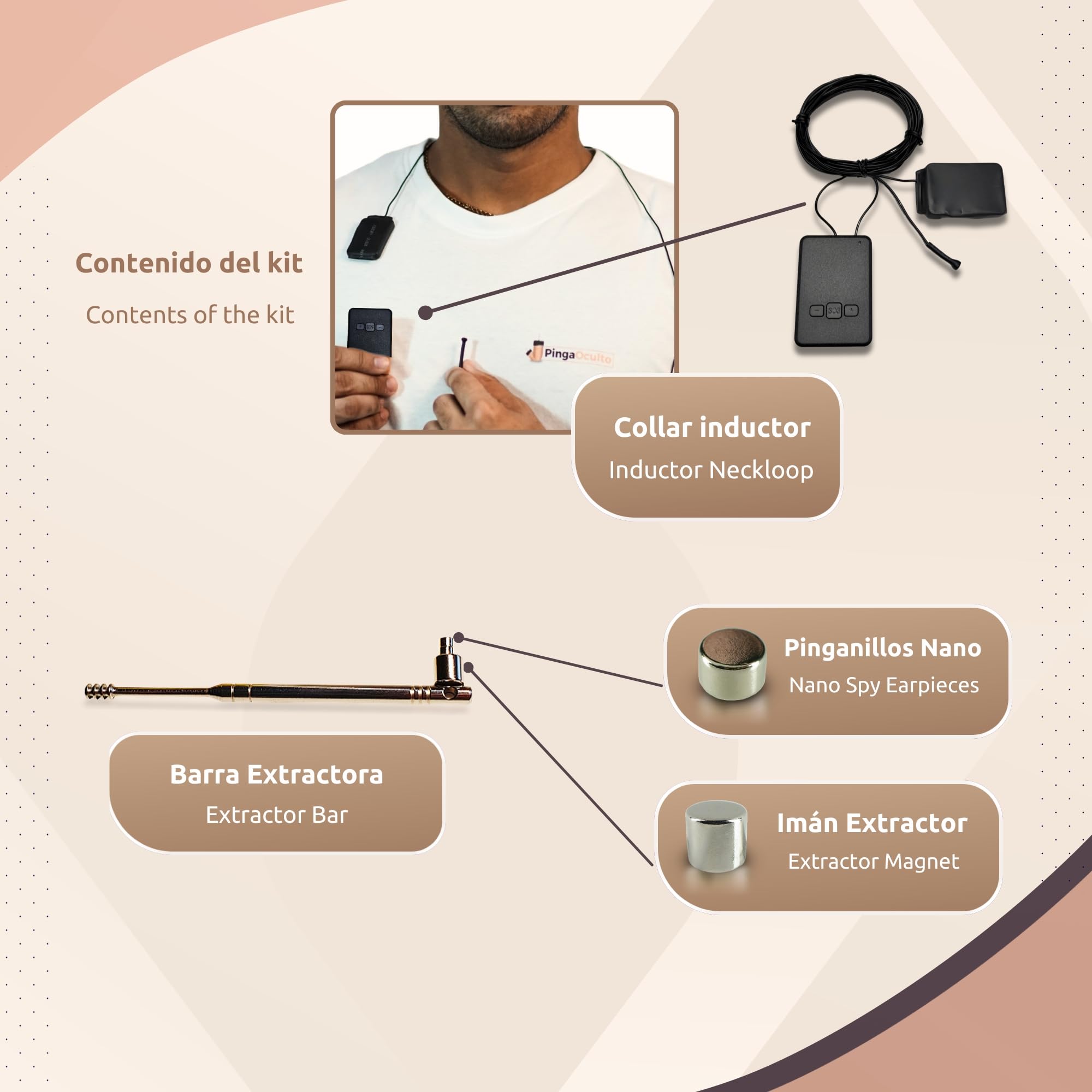 PingaOculto Pinganillo gsm Examenes Tarjeta Nano SIM Cable Oculto (Imán V6) | Sin móvil, Micrófono en cable, Invisible, Auricular inalámbrico, Tamaño mini, Auricular espía, Copiar en examen