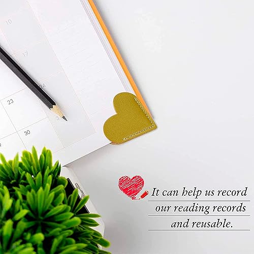 Miniatura 6 de Marcapáginas de cuero para mujeres, 6 piezas, 9 piezas, 12 marcapáginas de esquina de página de corazón para niños, profesores, estudiantes, bonito