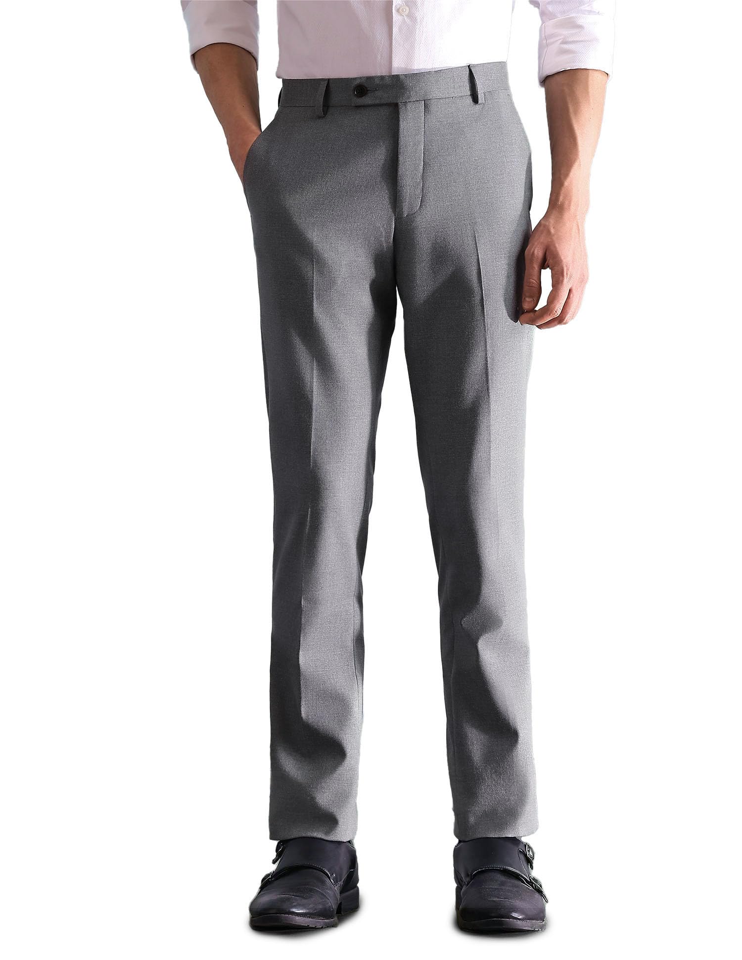 arrow Mens Solid Light Grey Pants-picture-30
