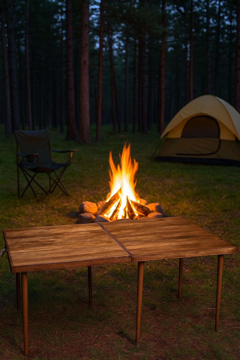 pratikoutdoor Katlanır Kamp, Piknik ve Bahçe Masası 70x120 cm - Ceviz Renk