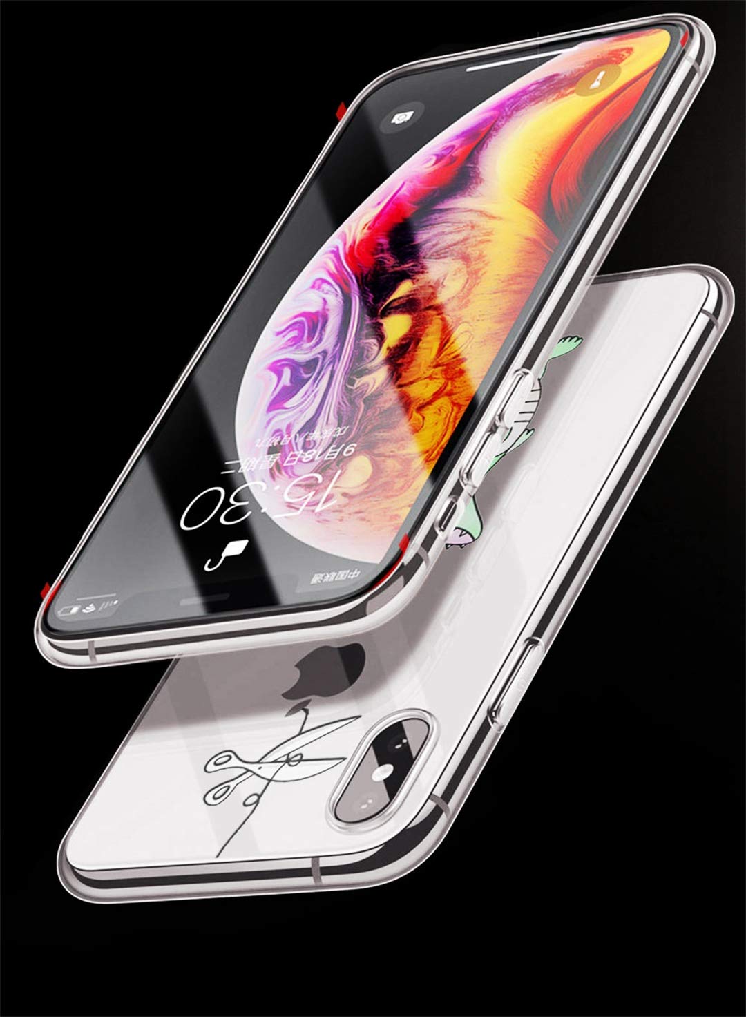 DiaryTown 2 Pezzi Cover per iPhone 11, Custodie Silicone Liquido Nero Case con Bello Disegno Motivi