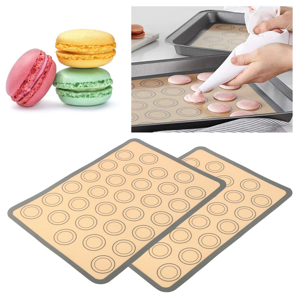 4 Teilige Macaron Backmatte,Wiederverwendbare Silikon Kuchenunterlage in Lebensmittelqualit?t,Temperatur Antihaft Backmatte f¨¹r Die Herstellung Von Kuchen,Pudding,Schokolade,Macarons