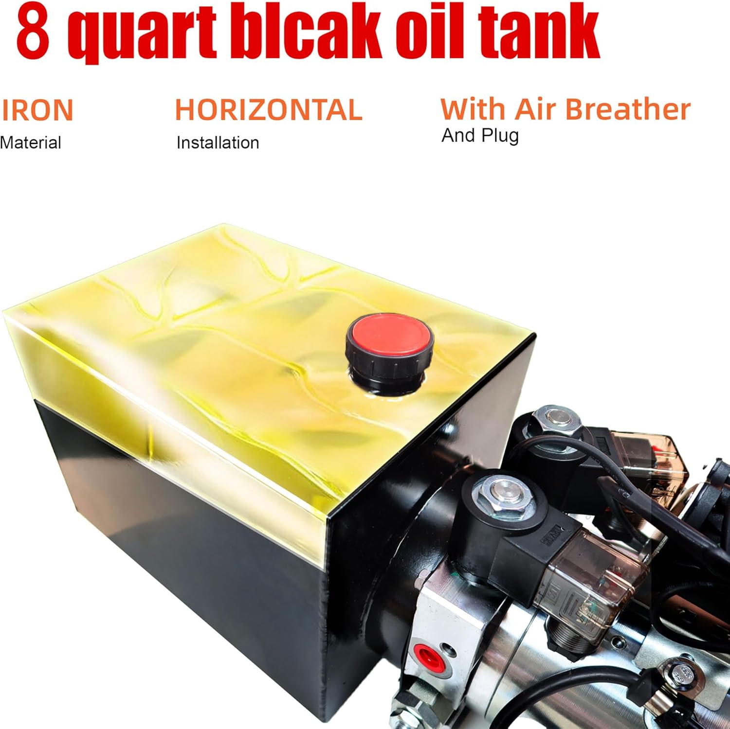 Single Acting Hydraulic Pump 8 Quart Hydraulic Power Units 12V DC Hydraulic Pump SAE #6 Connector for Dump Trailer Car Lifting