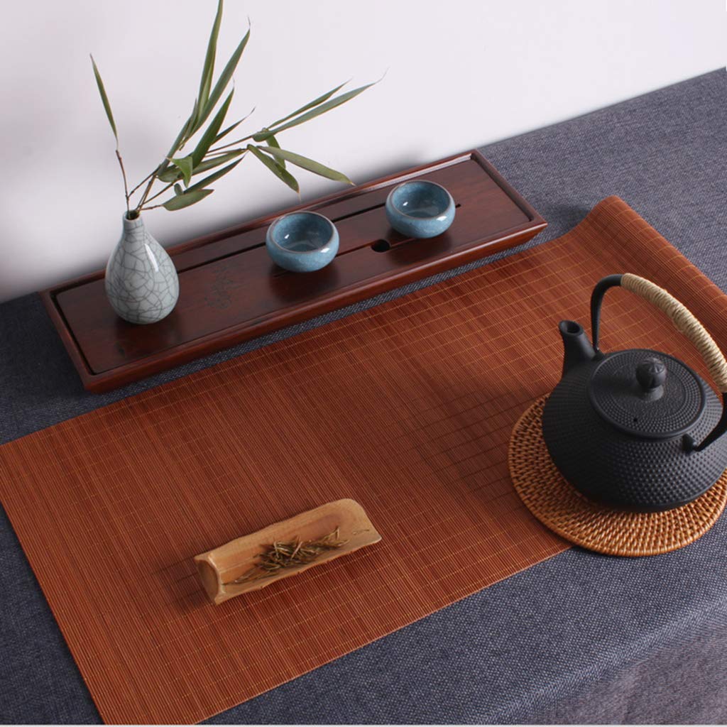 Camino de Mesa de bambú Natural de Estilo japonés, Mantel Antideslizante, manteles Individuales de Cocina para el hogar, Color té (tamaño: 50 y Veces; 240 cm)