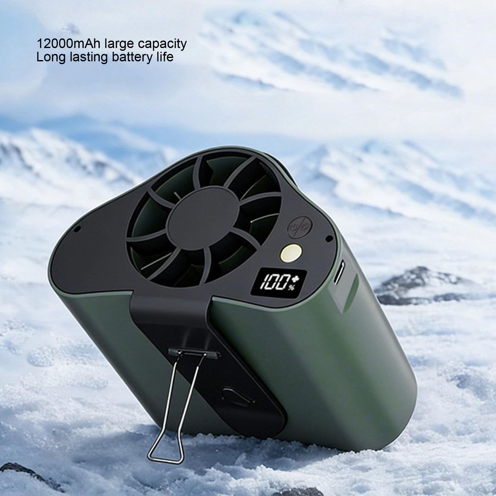 Asixxsix Ventilateur de Taille Portable, 12 000 MAh Rechargeable à Clip sur Ventilateur de Refroidissement Personnel avec Affichage LED 6 Vitesses, de Ceinture Portable Mains (GREEN)