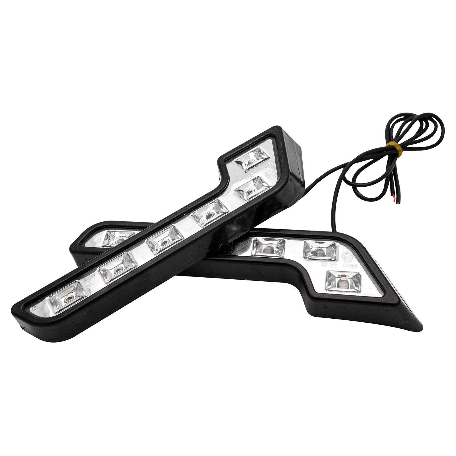 MASO Lot de 2 feux de circulation diurnes 6 LED pour voiture - Blanc - 12 V CC