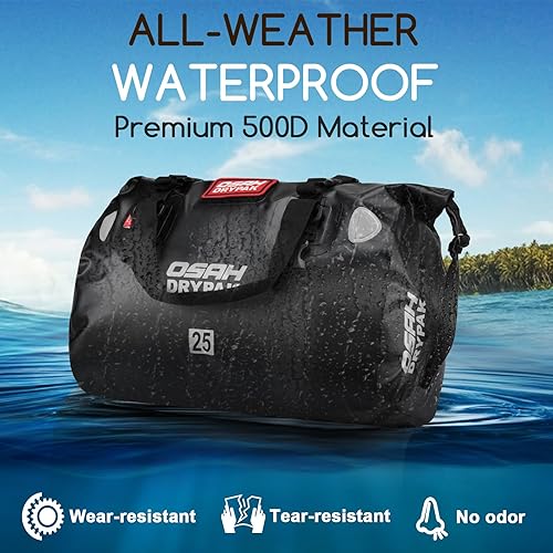 Vista 4 de Waterproof Duffel Bag - Motorcycle Dry Bag Tail Bag with Large Storage Space, Waterproof Luggage Duffle Bags with Outer Mesh Zipper Pocket for Negro