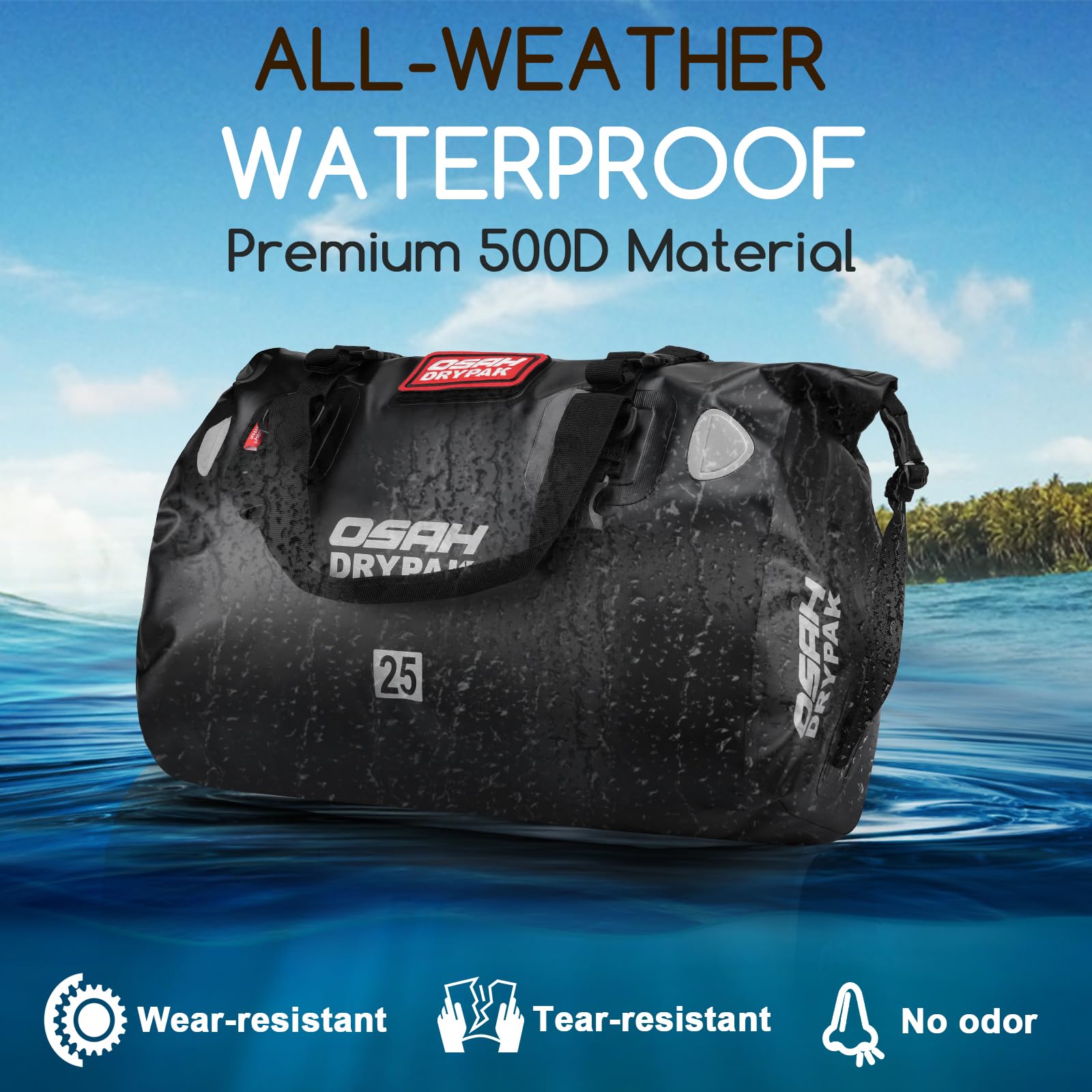 OSAH DRYPAK Bolso de Lona Impermeable - Bolsa estanca para Moto con Gran Capacidad de Almacenamiento, Viajes, Acampada, Kayak, Pesca