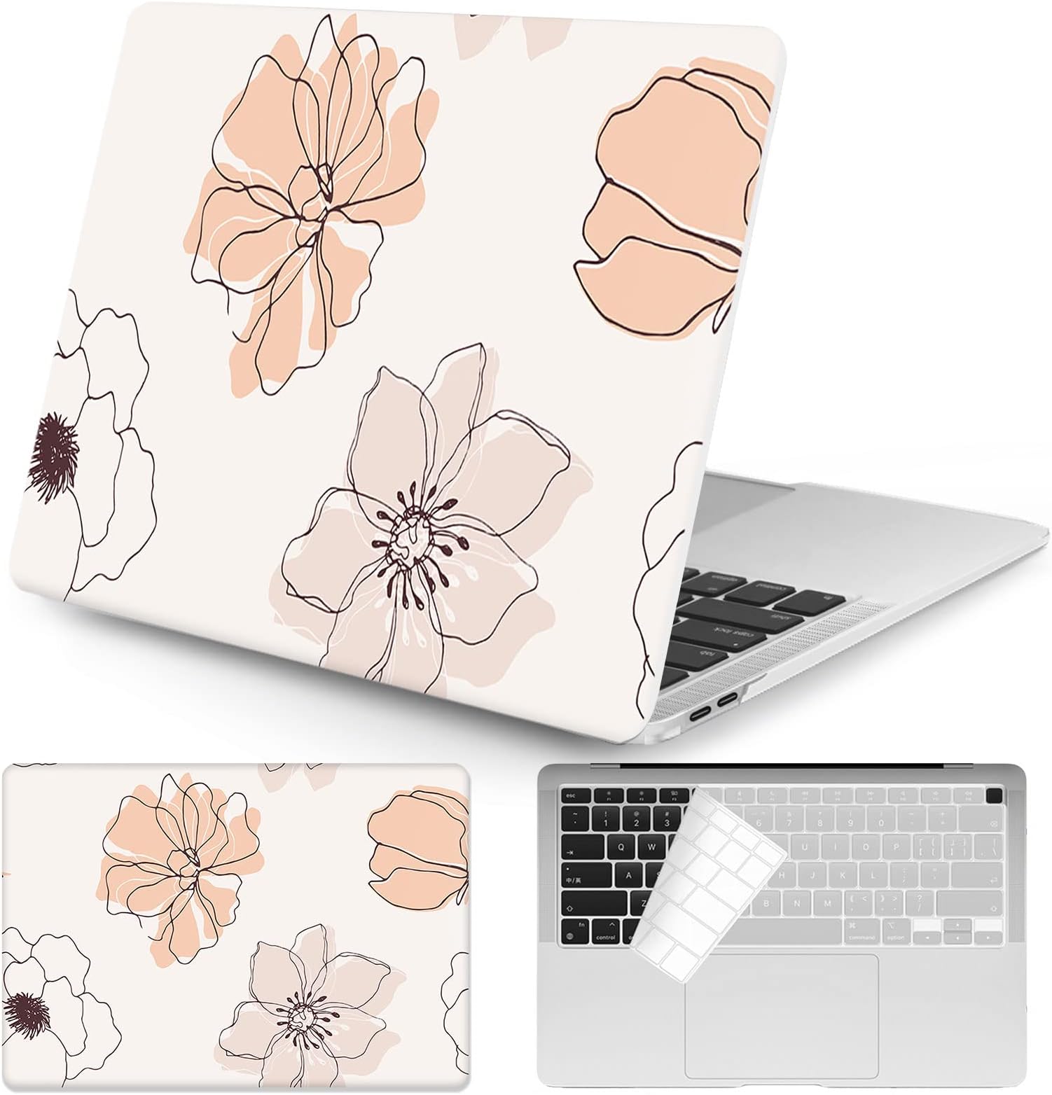 Compatible with MacBook Air 13 Inch Laptop Case 2020 2019 2018 Released A2179 M1 A2337 A1932,Plastic Hard Shell Protective Case with Keyboard Cover,Gentle line Art Print