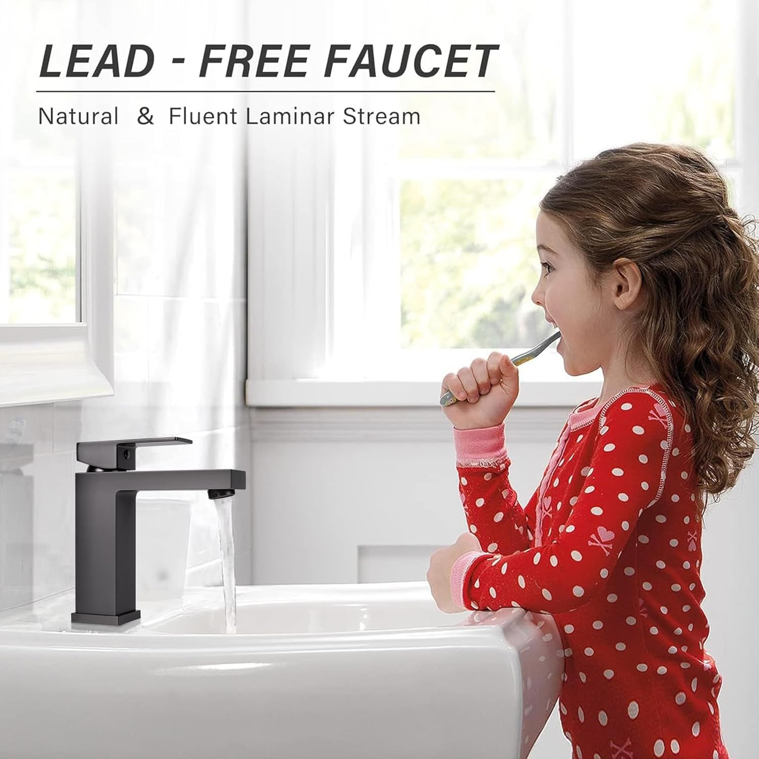 Bathroom Faucet Single Handle Bathroom Faucet More Textured Than Black Brass Single Faucet & Bathroom Sink Drain, Solid Brushed Grey 1 Hole Sink Faucet, cUPC & CEC Certified (Gray)