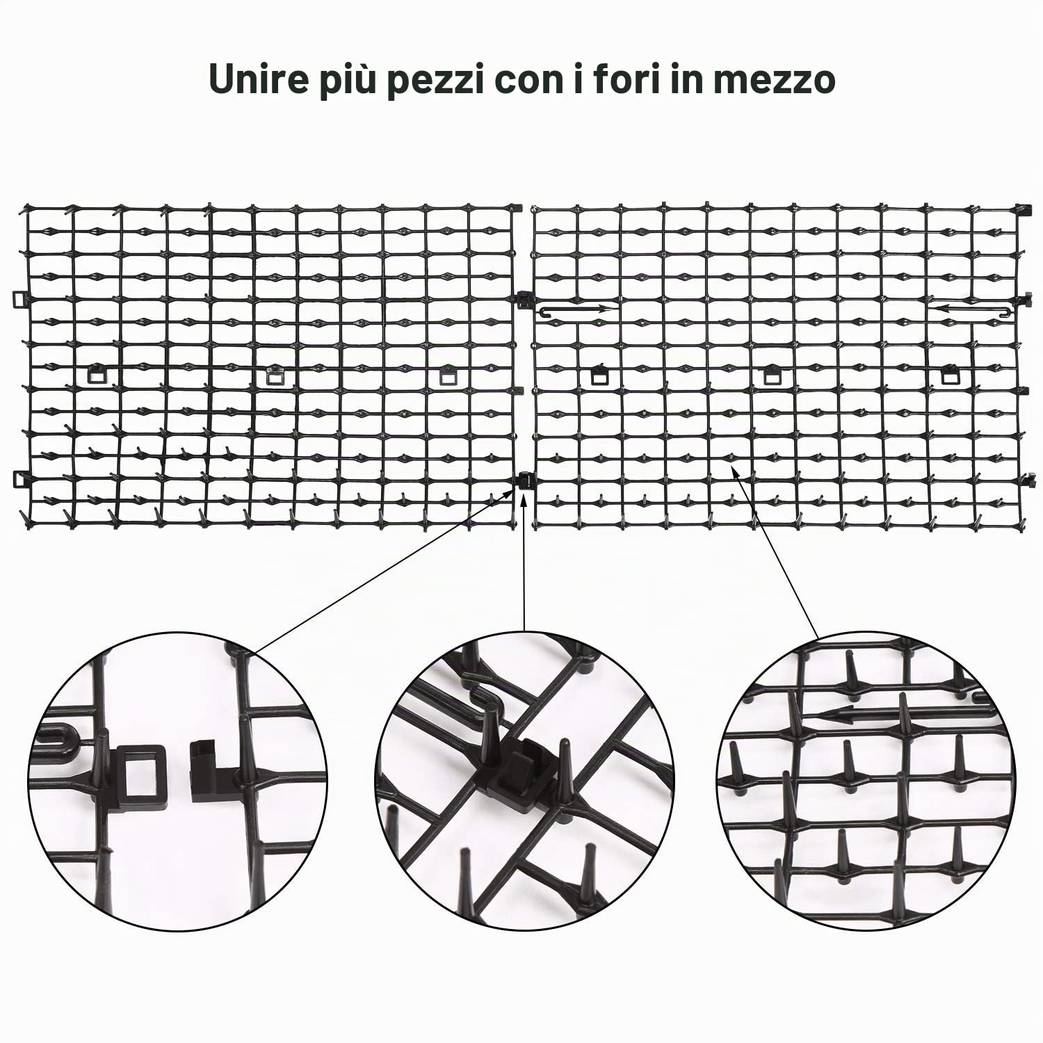 WADEO Tappetino Repellente per Gatti 200x30cm, [2 Pezzi] [I gatti lo temono], Griglia Dissuasione Gatti con 16 Graffette per Giardino, Balcone, Interno, Esterno (2 Pezzi)
