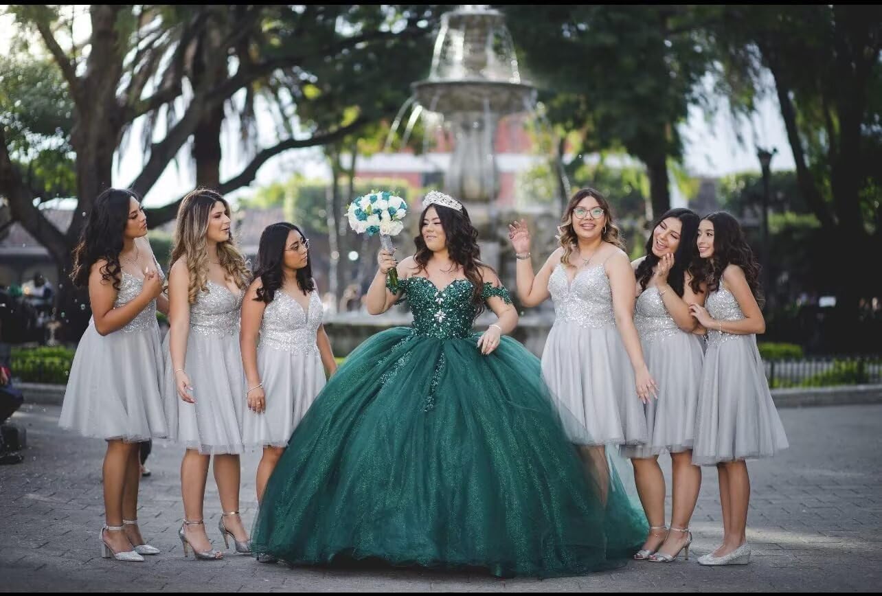 Rjer Sparkly Tulle Homecoming Dresses 2026 Spaghetti Strap Short Prom Party Dress for Teens - Image 7