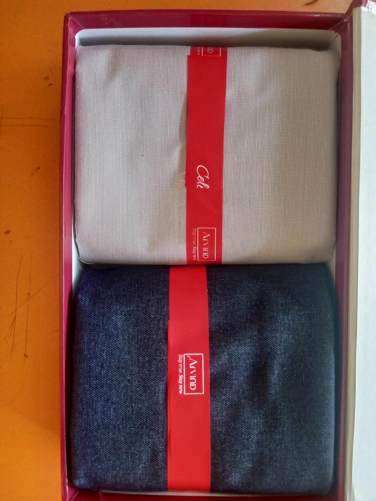 Buy Arvind Men's Unstitched Cotton Shirt and Trouser Fabric Combo Set ...