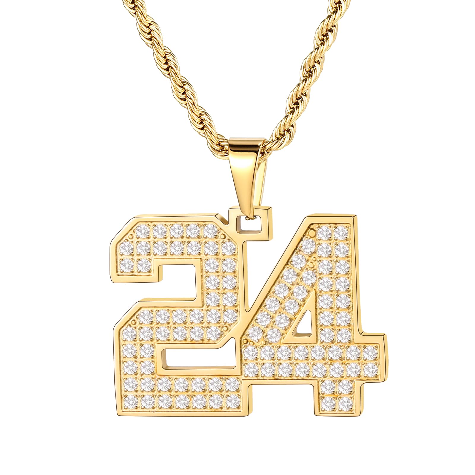 MIMITLTY Bling Number necklace for mens,Athletes Stainless Steel Personalized Jersey Number Pendant Chain for Womens Baseball/Basketball/Sport Team