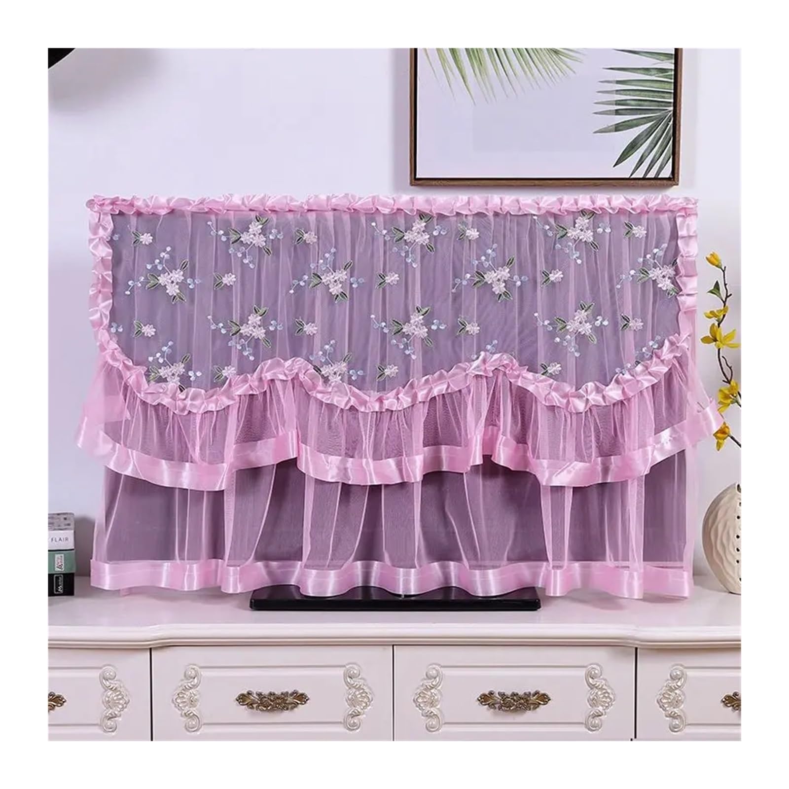 Couvercle TV plein format 65" rose utilisable sans retrait