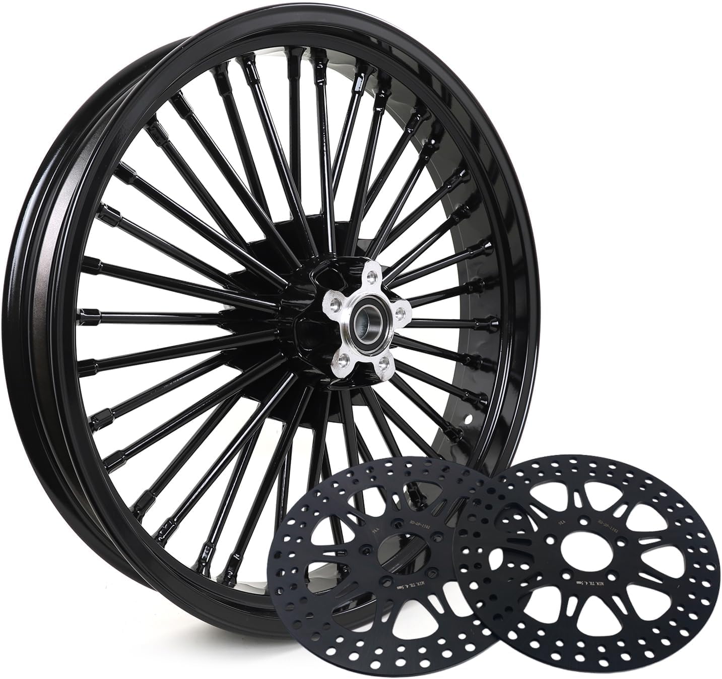 TOFR 21x3.5 16x3.5 Front Rear Rims Wheels Fat Spokes For Harley Touring Road King FLHR Electra Glide FLHT Street Glide FLHX Road Glide FLTR 2000-2008 01 02 03 04 05 06 07 W/ 11.5" Black Brake Rotors