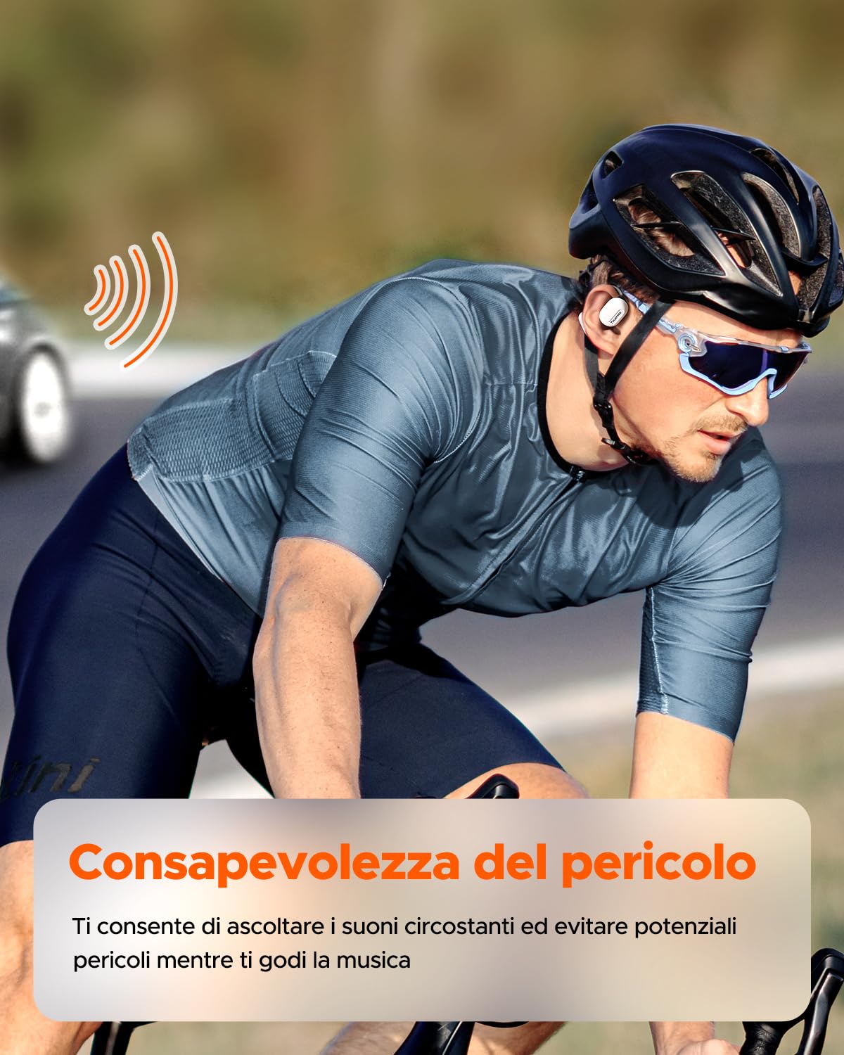 truefree O1 Cuffie auricolari aperte Bluetooth 5.3 wireless con driver da 16,2 mm, suono stereo coinvolgente, microfono a cancellazione di rumore per chiamate chiare, autonomia di 45 ore, per lo sport