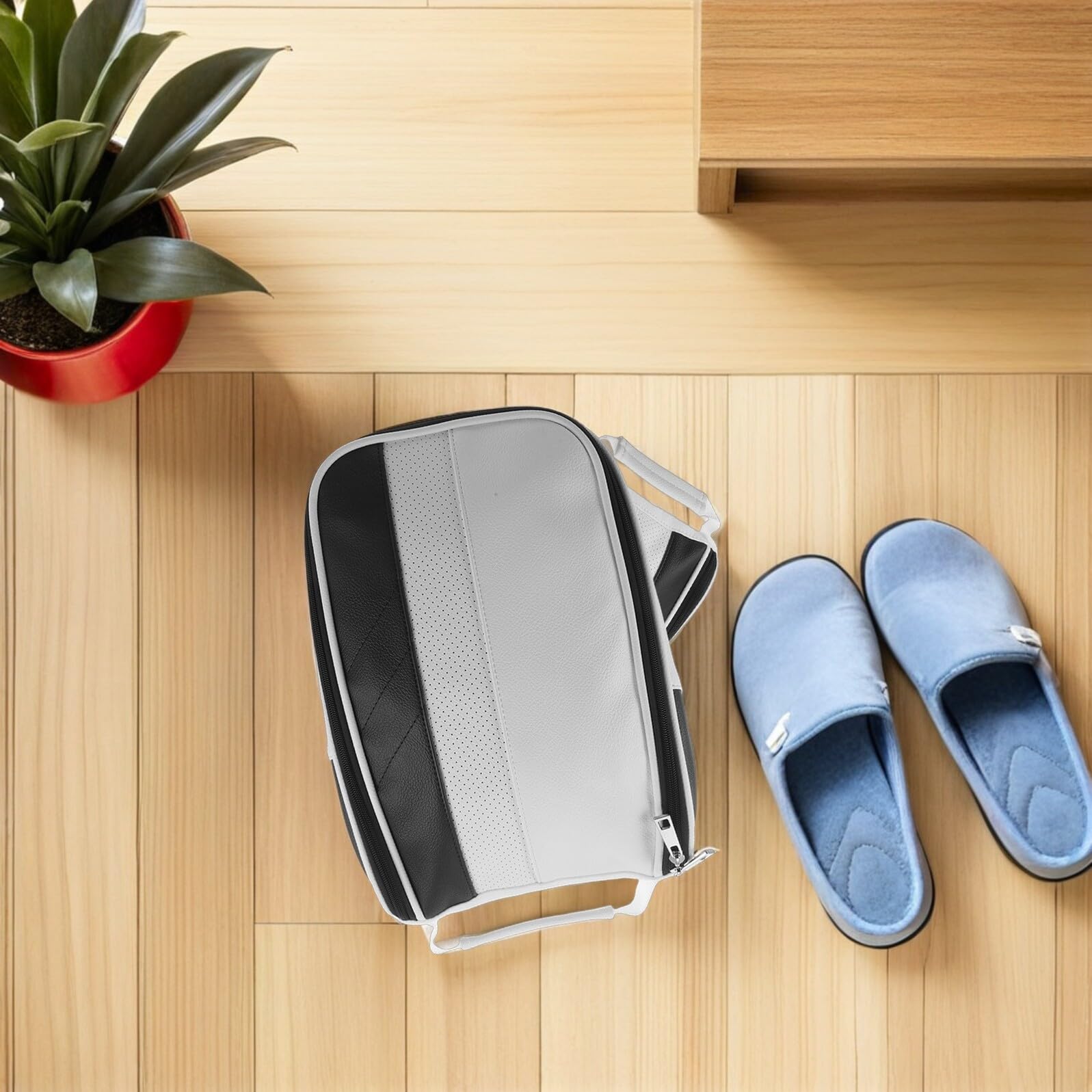 Golfschuhtasche aus Kunstleder Atmungsaktiv Kompakt mit Tragegurt Staubschutz für Golf und Outdoor Reisen