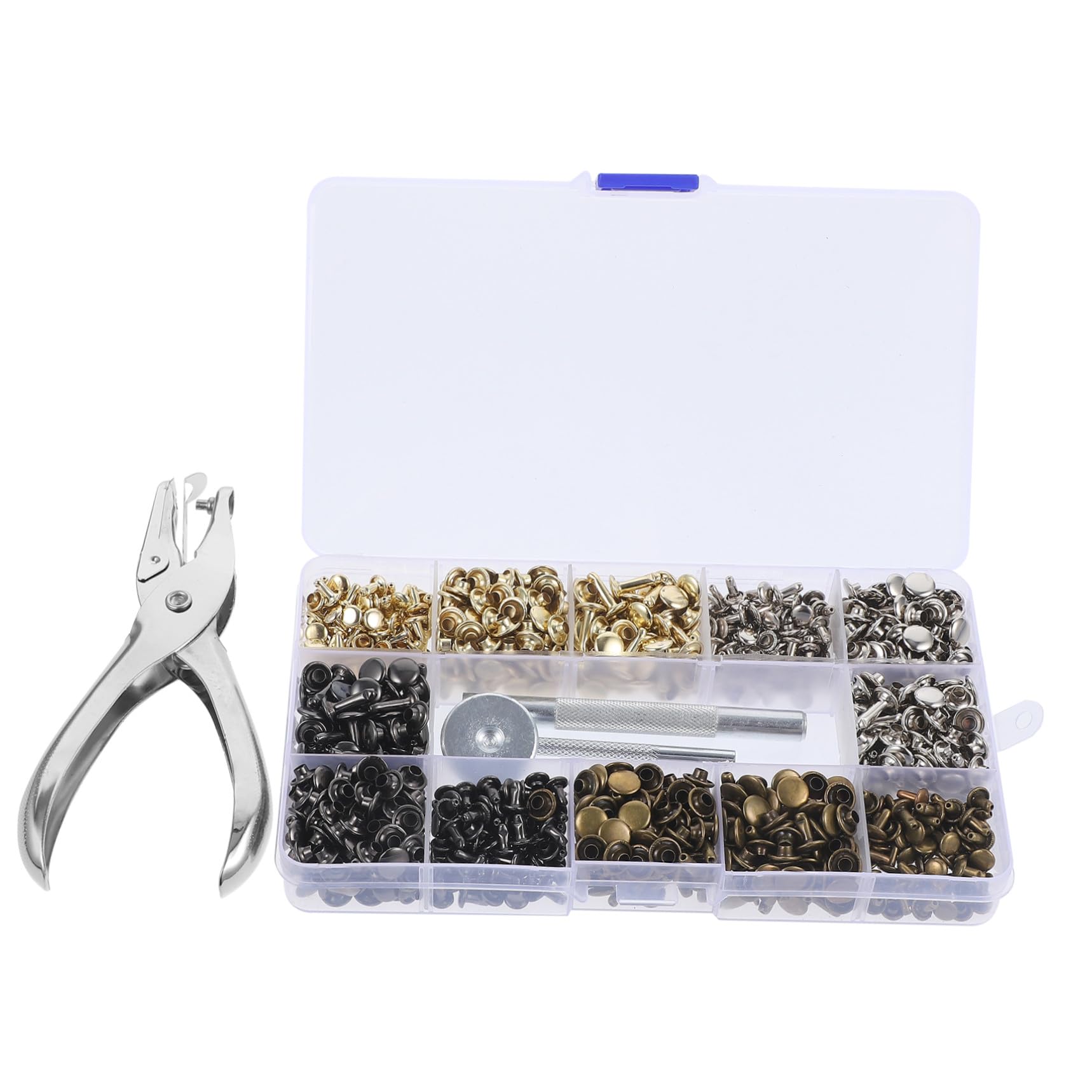 TEHAUX 480 Sätze Teiliges Nieten mit Werkzeug für DIY Bastelarbeiten Leder Rivets für Taschen Kleidung Hüte Jeans und Mehr Lochwerkzeug für Einfache Installation