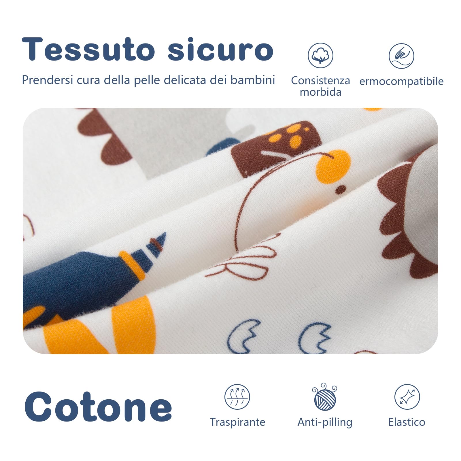 MIKAFEN Bambini Sacco nanna invernale con gambe 2,5 Tog,100% cotone,Sacco nanna con piedini,85-95 cm/18-36 mesi,Dinosauro