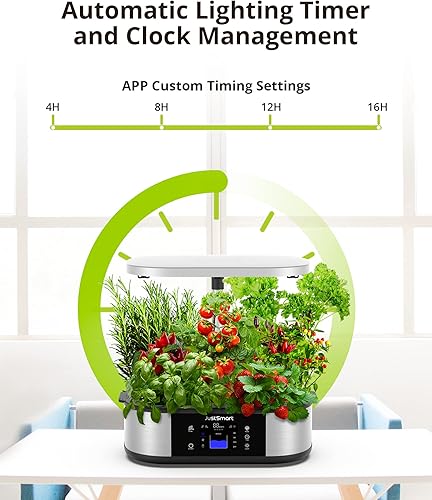 Miniatura 6 de JustSmart Sistema de cultivo hidropónico WiFi de 12 cápsulas con control por aplicación, jardín interior de hasta 30 pulgadas con luz de crecimiento