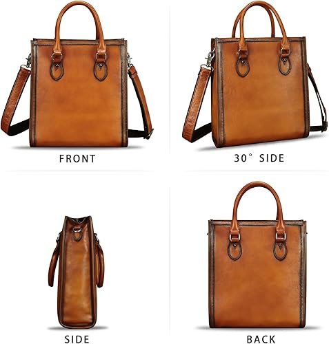 Miniatura 4 de Bolsos y monederos de cuero genuino para mujer, bolso de hombro hecho a mano vintage de piel de vaca