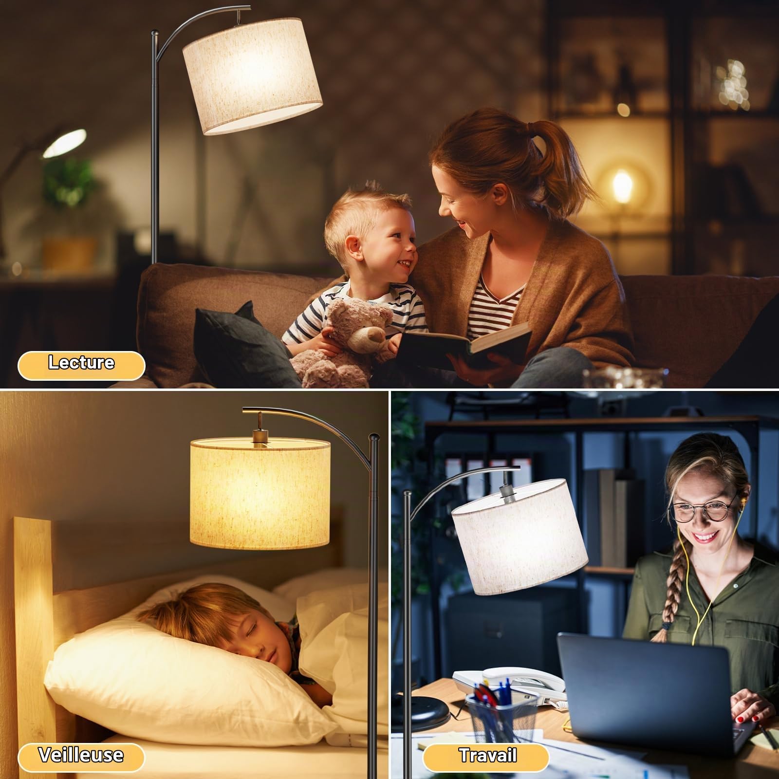 Lampadaire sur Pied Salon avec Télécommande et Interrupteur à Pied