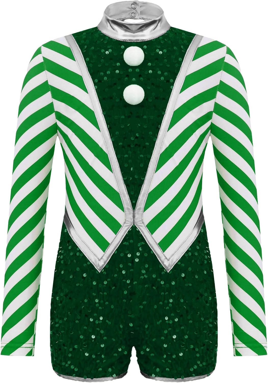 Hularka Girls Christmas Candy Cane Sequin Striped Dance Unitard Xmas Figure Skating Leotard Bodysuit