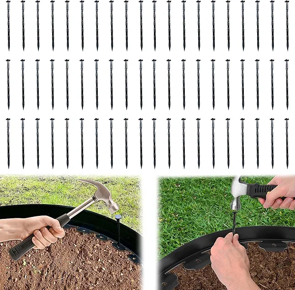 60 Pcs Plastic Spikes 8 Inch Landscape Edging Anchoring Garden Stakes,Lawn Yard Spiral Nails for Paver Edging,Weed Barrier,Artificial Turf