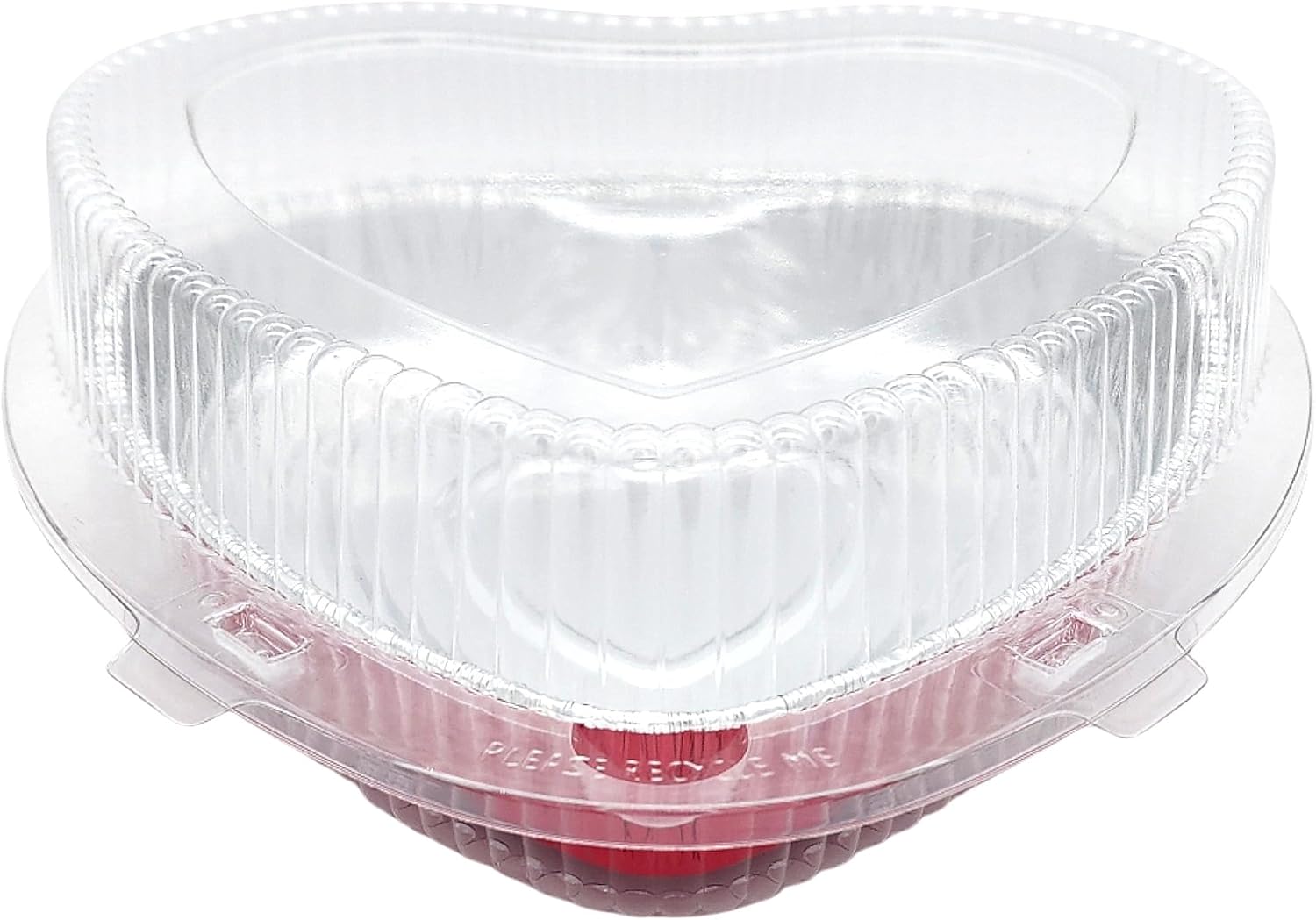 PACTOGO Disposable Red Aluminum Foil Heart Shaped Cake Pan with Clear Plastic Hinged Lid Container - 43 Ounces Oven Safe - Perfect for Valentines Day Baking, Cooking, Preparing Food (Pack of 25)