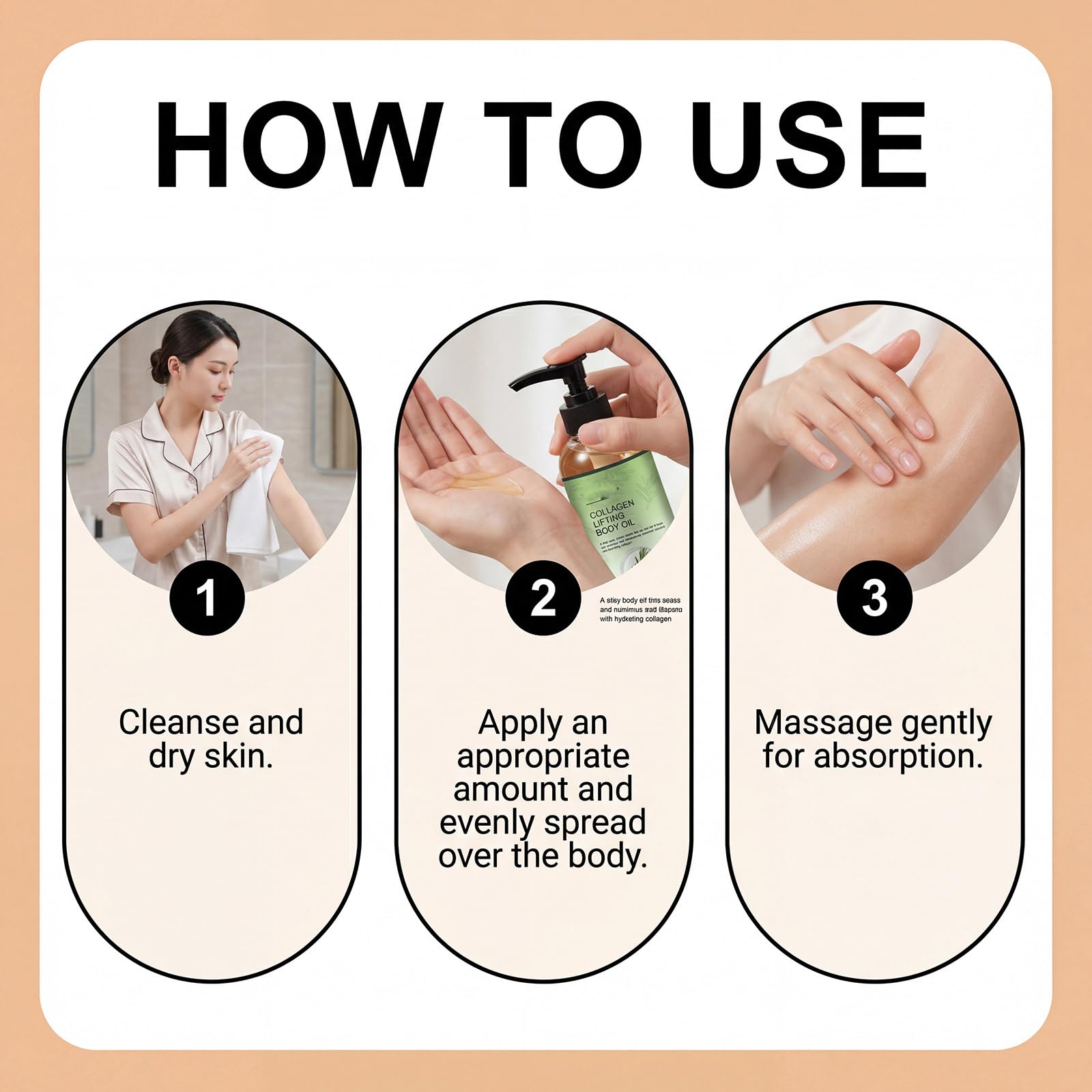 Olio di collagene per la pelle più rassodante collagene lifting olio per il corpo rassodante per la pelle fine e morbida cura dopo la doccia, non grassa leggero, nutriente idratante collo décolleté