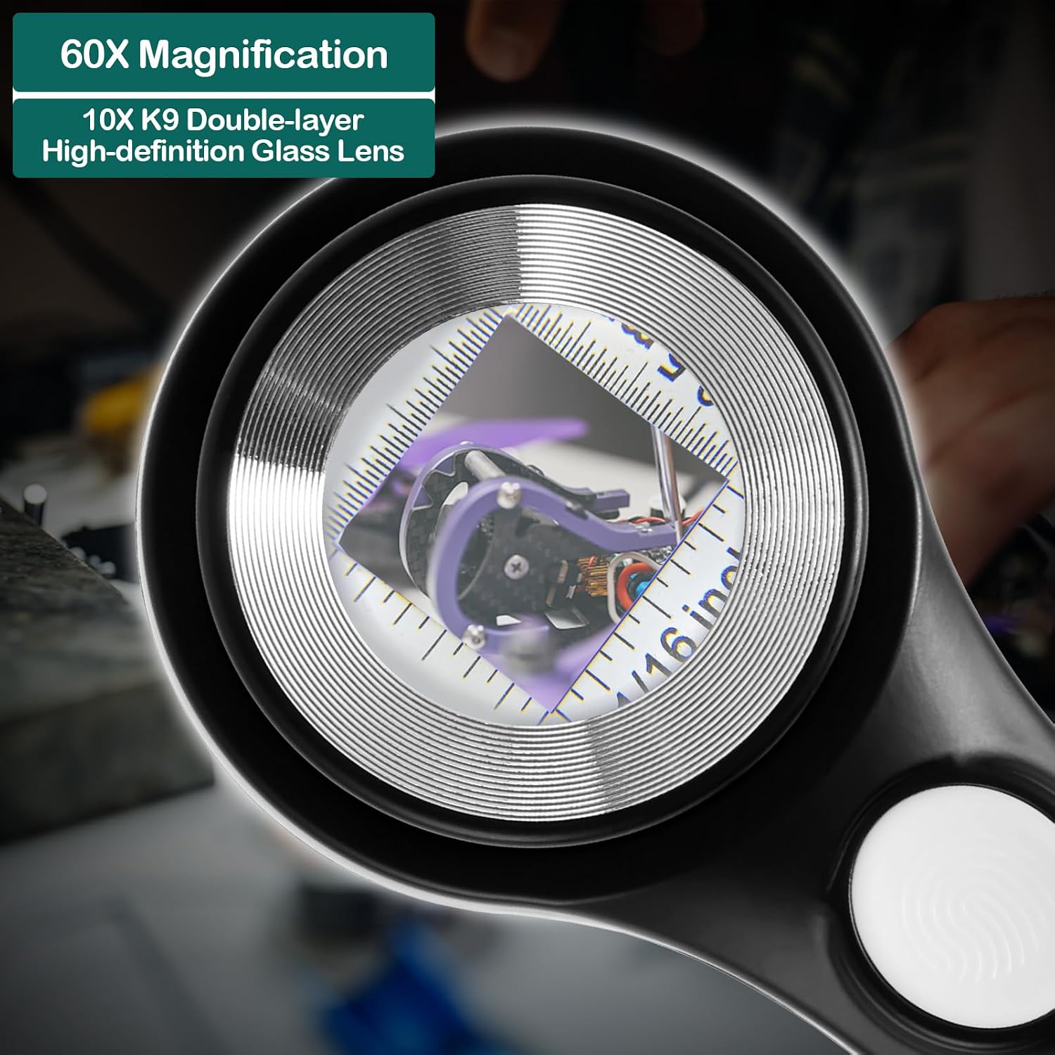 60X Jewelers Loupe, USB Rechargeable Coin Magnifier with Scale& LED Light, Adjustable Jewelers Magnifying Glass, Handheld Magnifier for Jewelry Identification, Repair, Stamps, Rock Collecting/8