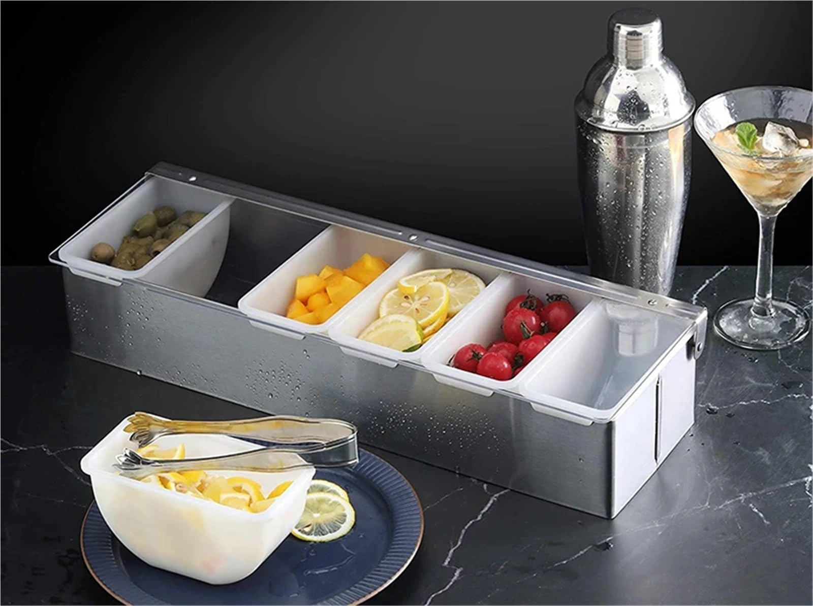Dispensador de condimentos acero inoxidable con 6 compartimentos(4 Compartments)