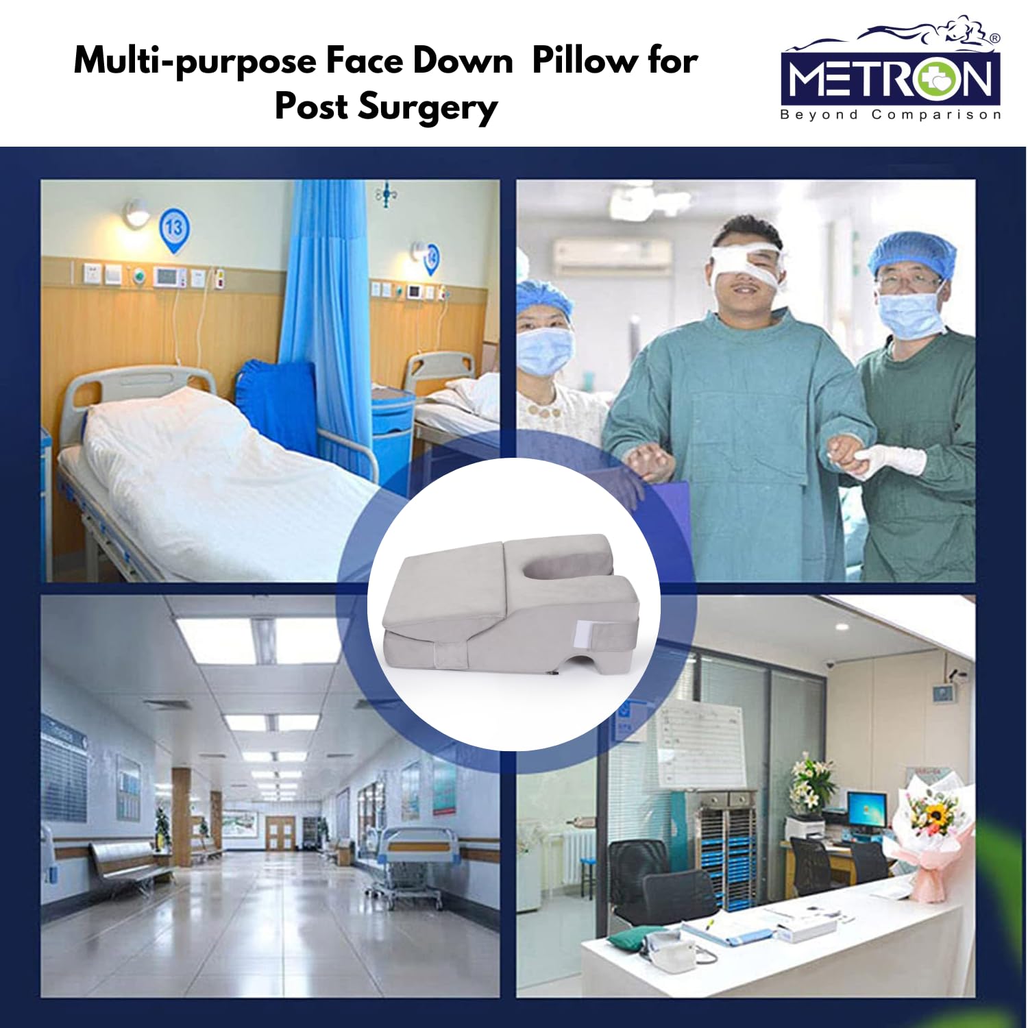 METRON Face Down Prone Pillow for After Eye Surgery, Helps in Retinal Detachment Muscular Hole & Vitrectomy Recovery, Ideal for Massage & Prone Sleeping Cushions - Image 7 thumbnail