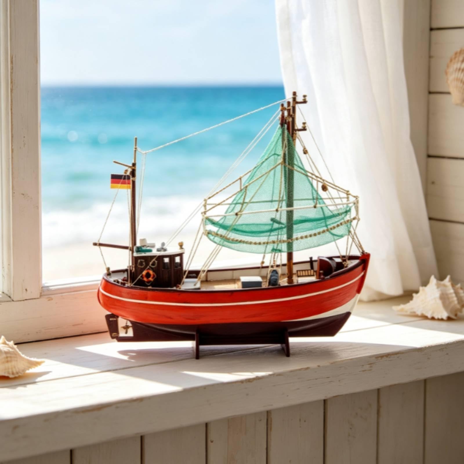 TAIZhiChen Barca da Pesca in Legno con Alberi in Betulla Tagliato a Modellino di Barca da Pesca Dettagliato Kit di Modellismo Navale Legno per Hobbisti