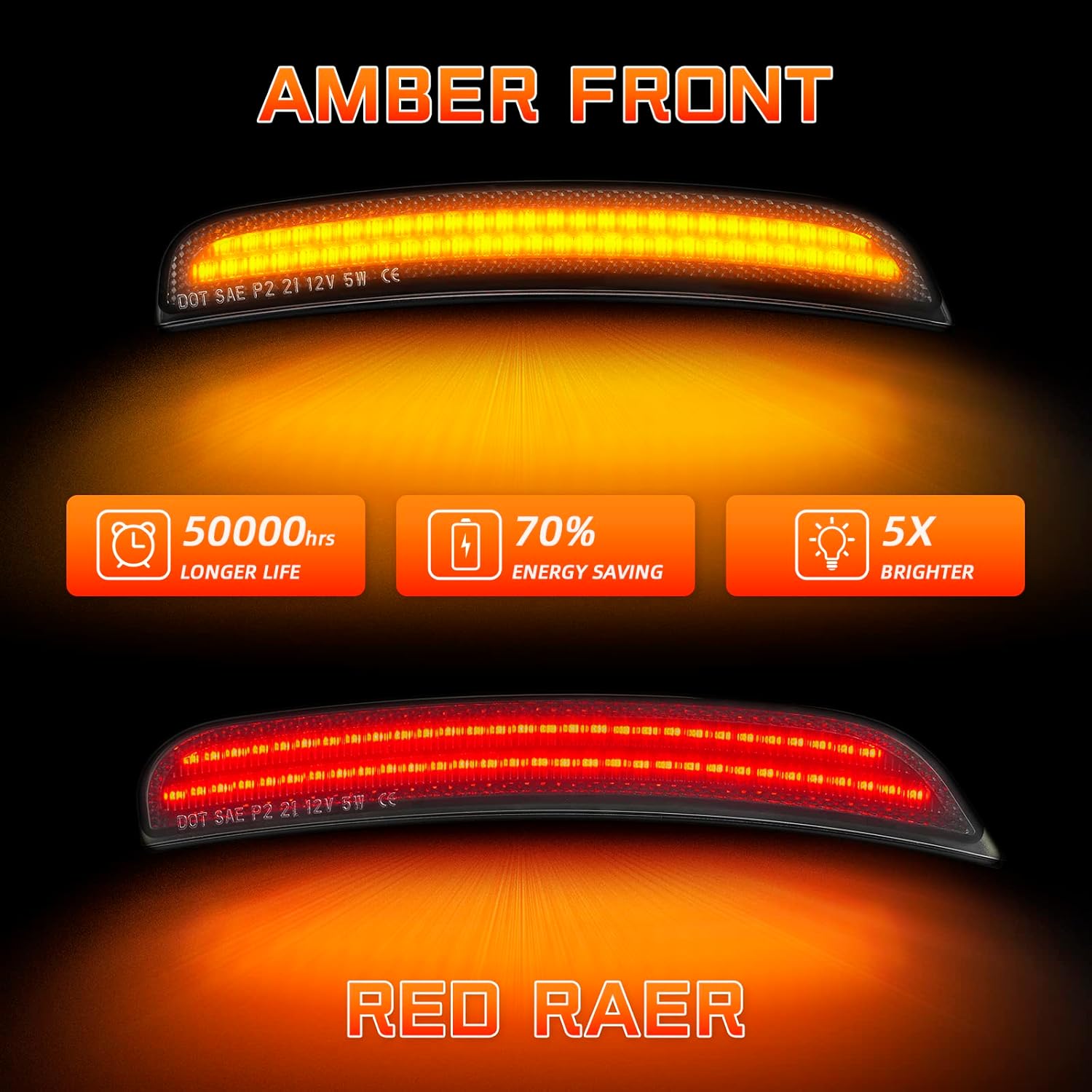LED Side Marker Lights Compatible with Dodge Charger 2015 2016 2017 2018 2019 2020 2021 Front Rear Fender Bumper Lamps Pack of 4
