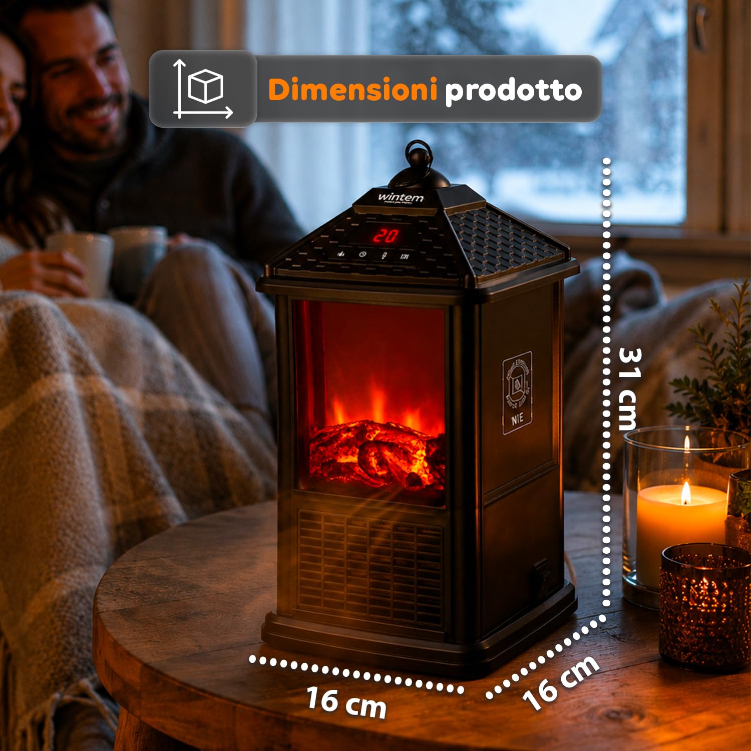 Avilia Caminetto Elettrico da Tavolo con Telecomando 1000W - Timer Programmabile Fino a 12 ore e Controllo da Remoto - Design Elegante e Versatile Grazie alle sue Dimensioni 32x18,5x18,5cm
